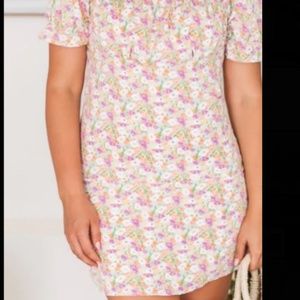 WILD FLOWER LOVE FLORAL RUCHED MULTICOLOR FLORAL DRESS